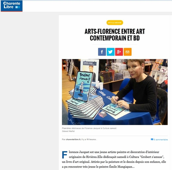 Artsflorence - charente libre parle de la dédicace du livre d'art
